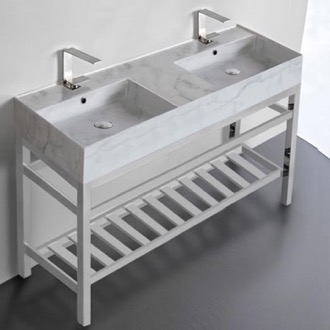Console Bathroom Sink Modern Double Console Sink Vanity, Marble Style Sink, 48